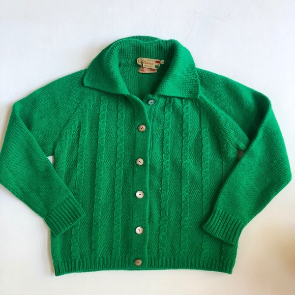 Vintage Green Cardigan Sweater - Picture 1 of 7